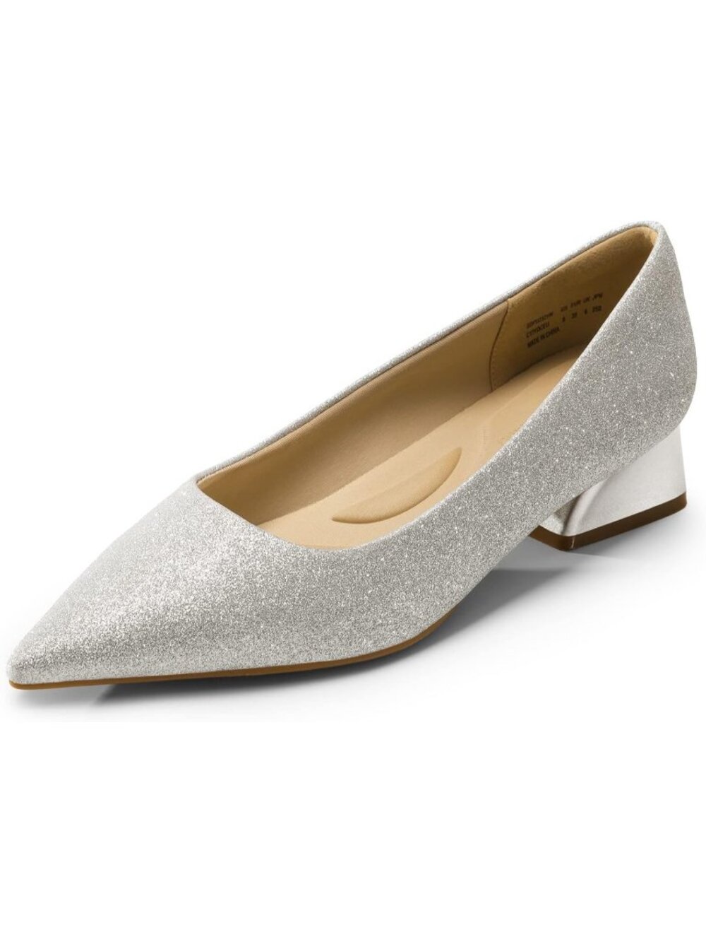 Dream Pairs Women's Silver Glitter Closed Toe Low Block Chunky Heels Pumps Shoes